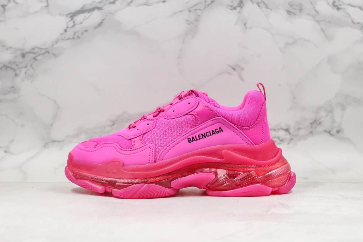 Balenciaga Triple S Pink Clear Sole Sports Shoes - 541624W2FG15059