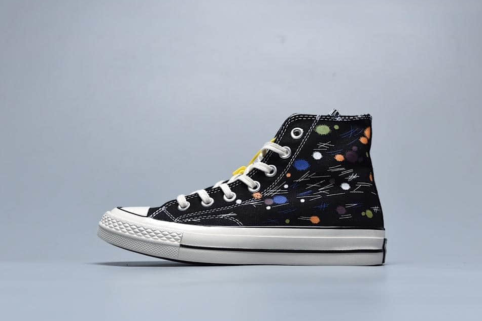 Converse All Star Chuck Taylor 1970s 70s Hi High Paint Splash Color Black White
