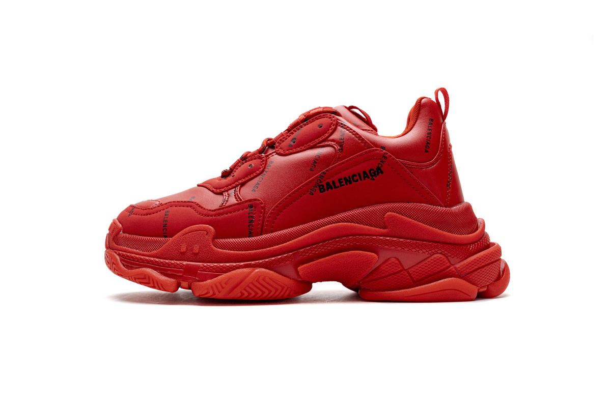 Balenciaga Wmns Triple S Sneaker 'All Over Logo - Bright Red' - High Fashion Statement