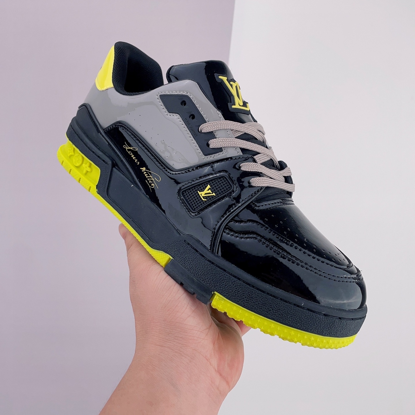 Louis Vuitton Trainer Black Yellow 1A9JTV - Premium Designer Footwear