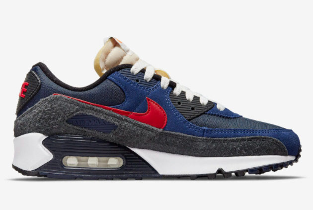 Nike Air Max 90 SE 'Running Club' Deep Royal/University Red-Black-Obsidian DC9336-400 - Get the Best Deals on Nike Air Max 90 SE 'Running Club' at Our Online Store!