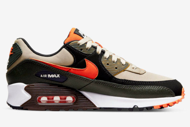Nike Air Max 90 Tan/Olive-Bright Orange DH4619-200 - Stylish and Comfortable Sneakers for Men | Shop Now!