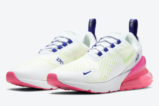 Nike Air Max 270 White/Blue/Neon Green/Pink DH0252-100 – Stylish and vibrant athletic sneakers for men and women | Available now